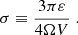 Mathematical equation: $$ \begin{aligned} \sigma \equiv \frac{3 \pi \varepsilon }{4 \Omega V} \; . \end{aligned} $$