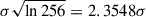 Mathematical equation: $ \sigma\sqrt{\ln 256} = 2.3548\sigma $