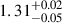 Mathematical equation: $ 1.31^{+0.02}_{-0.05} $