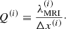 Mathematical equation: $$ \begin{aligned} Q^{(i)} \equiv \frac{\lambda ^{(i)}_{\rm MRI}}{\Delta x^{(i)}}\cdot \end{aligned} $$