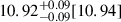 Mathematical equation: $ 10.92^{+0.09}_{-0.09}[10.94] $