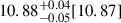 Mathematical equation: $ 10.88^{+0.04}_{-0.05}[10.87] $