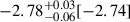 Mathematical equation: $ -2.78^{+0.03}_{-0.06}[-2.74] $