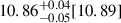 Mathematical equation: $ 10.86^{+0.04}_{-0.05}[10.89] $