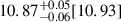 Mathematical equation: $ 10.87^{+0.05}_{-0.06}[10.93] $