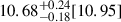 Mathematical equation: $ 10.68^{+0.24}_{-0.18}[10.95] $