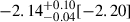 Mathematical equation: $ -2.14^{+0.10}_{-0.04}[-2.20] $