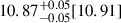 Mathematical equation: $ 10.87^{+0.05}_{-0.05}[10.91] $