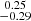 Mathematical equation: $ \substack{0.25 \\ -0.29} $