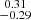 Mathematical equation: $ \substack{0.31 \\ -0.29} $