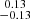 Mathematical equation: $ \substack{0.13 \\ -0.13} $