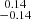 Mathematical equation: $ \substack{0.14 \\ -0.14} $