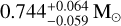 Mathematical equation: $0.744_{ - 0.059}^{ + 0.064}{{\rm{M}}_ \odot }$