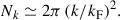 Mathematical equation: $$ \begin{aligned} N_k \simeq 2\pi \, (k/k_{\rm F})^2. \end{aligned} $$