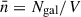 Mathematical equation: $ \bar n = N_{\mathrm{gal}}/V $