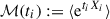 Mathematical equation: $ \mathcal{M}(t_i):= \langle \mathrm{e}^{t_iX_i}\rangle $
