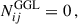Mathematical equation: $$ \begin{aligned} N^\mathrm{GGL}_{ij}&= 0\,, \end{aligned} $$