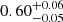 Mathematical equation: $ 0.60^{+0.06}_{-0.05} $