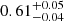 Mathematical equation: $ 0.61^{+0.05}_{-0.04} $