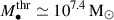 Mathematical equation: $ M_{\bullet}^{\mathrm{thr}} \simeq 10^{7.4}\,\mathrm{M}_\odot $