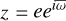 Mathematical equation: $z = ee^{i\overline{\omega}}$