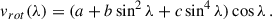 Mathematical equation: $$ \begin{aligned} v_{rot}(\lambda ) = (a + b\sin ^2{\lambda } + c\sin ^4{\lambda })\cos {\lambda }\,. \end{aligned} $$