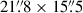 Mathematical equation: $ 21{{\overset{\prime\prime}{.}}}8 \times 15{{\overset{\prime\prime}{.}}}5 $