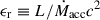 Mathematical equation: $ \epsilon_{\mathrm{r}} \equiv L/\dot{M}_\mathrm{{acc}}c^2 $
