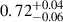 Mathematical equation: $ 0.72^{+0.04}_{-0.06} $