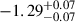 Mathematical equation: $ -1.29^{+0.07}_{-0.07} $