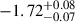 Mathematical equation: $ -1.72^{+0.08}_{-0.07} $