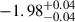 Mathematical equation: $ -1.98^{+0.04}_{-0.04} $