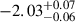 Mathematical equation: $ -2.03^{+0.07}_{-0.06} $