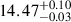 Mathematical equation: $ 14.47^{+0.10}_{-0.03} $
