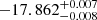 Mathematical equation: $ -17.862^{+0.007}_{-0.008} $