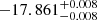 Mathematical equation: $ -17.861^{+0.008}_{-0.008} $