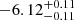 Mathematical equation: $ -6.12^{+0.11}_{-0.11} $