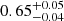 Mathematical equation: $ 0.65^{+0.05}_{-0.04} $