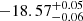 Mathematical equation: $ -18.57^{+0.05}_{-0.06} $