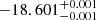 Mathematical equation: $ -18.601^{+0.001}_{-0.001} $