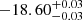 Mathematical equation: $ -18.60^{+0.03}_{-0.03} $