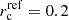 Mathematical equation: $ r_{\mathrm{c}}^{\mathrm{ref}}=0.2 $