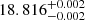 Mathematical equation: $ 18.816^{+0.002}_{-0.002} $