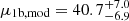 Mathematical equation: $ \mu_{\mathrm{1b,mod}}=40.7^{+7.0}_{-6.9} $