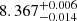 Mathematical equation: $ 8.367^{+0.006}_{-0.014} $