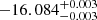 Mathematical equation: $ -16.084^{+0.003}_{-0.003} $