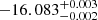 Mathematical equation: $ -16.083^{+0.003}_{-0.002} $