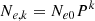 Mathematical equation: $$ \begin{aligned} N_{e,k} = N_{e0}P^{k} \end{aligned} $$