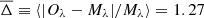 Mathematical equation: $ \overline{\Delta} \equiv \langle |O_\lambda-M_\lambda|/M_\lambda \rangle = 1.27 $