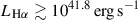 Mathematical equation: $ L_{\mathrm{H}\alpha} \gtrsim 10^{41.8}\,\mathrm{erg}\,\rm{s}^{-1} $